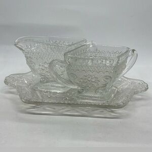 Vintage Indiana Tiara Sandwich Glass Sugar and Creamer Set